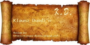 Klausz Dusán névjegykártya